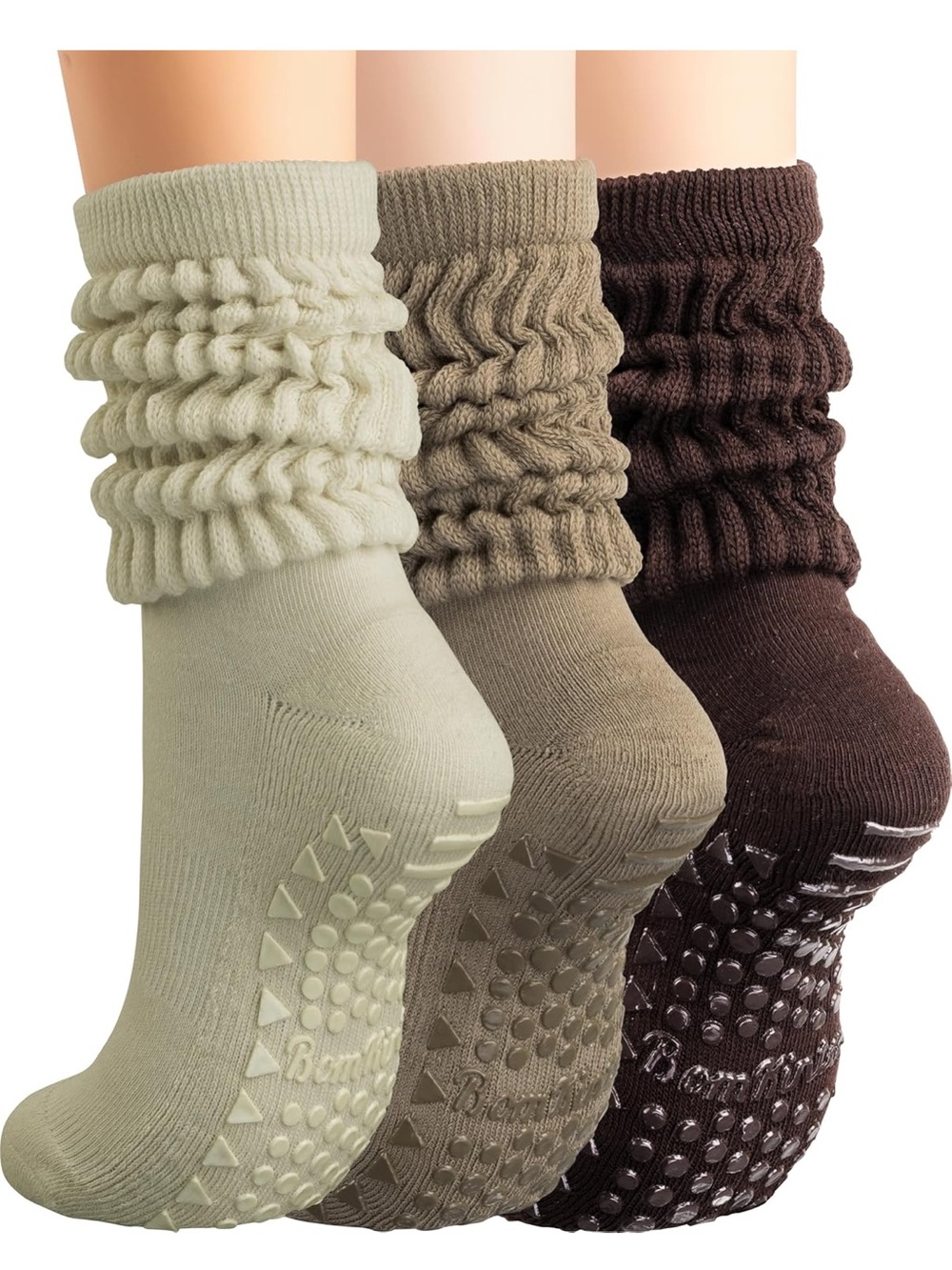Pilates Socks with Grips for Women - Yoga Grippy Slouch Scrunch Sock